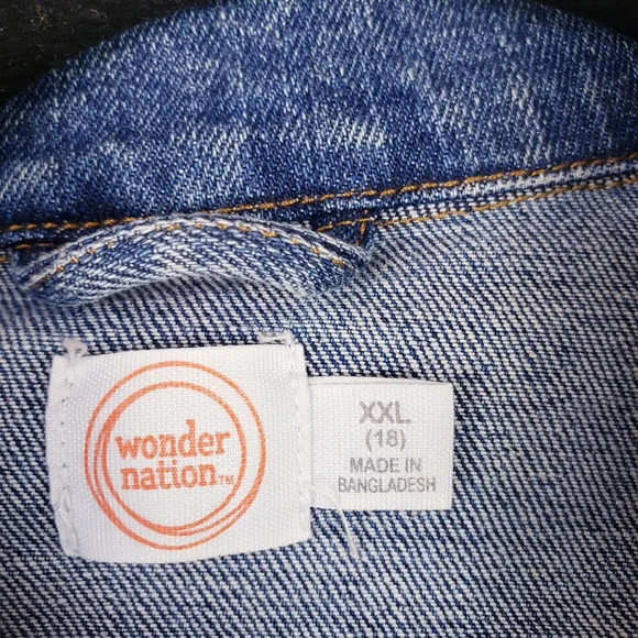 Wonder Nation Girls Jean Jacket Trucker Stretch blue size XXL 18 - Picture 2 of 5